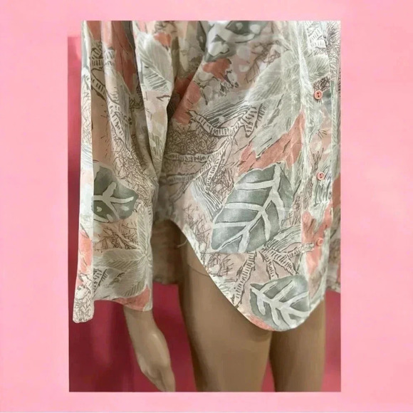 Vintage Cindy Collins novelty Blouse top pastel foliage print - - Picture 7 of 10